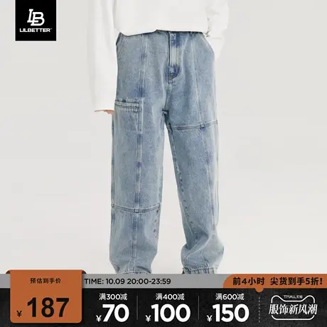 Lilbetter牛仔裤男冬季2023新款潮流裤子百搭直筒裤美式复古长裤商品大图