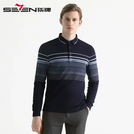柒牌男装清仓秋冬时尚休闲男士长袖POLO衫经典百搭青年打底衫商品大图