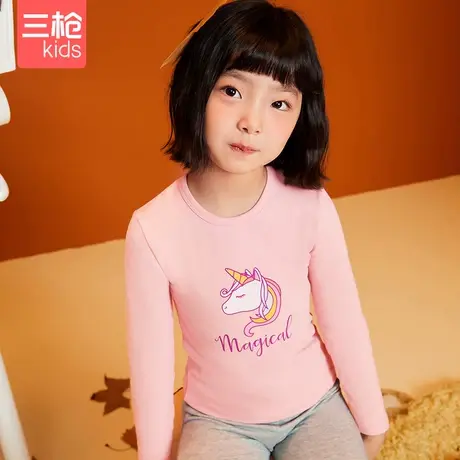 三枪儿童保暖套装女童纯棉卡通印花睡衣棉毛衫裤小学生圆领亲肤图片