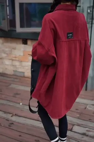 欧版中长款加绒衬衫外套女2023秋季新款韩版慵懒风宽松休闲百搭潮图片