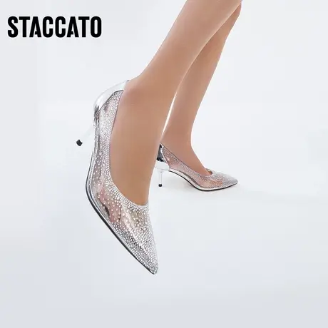 思加图新款仙女鞋高跟鞋女婚鞋绝美单鞋水晶凉鞋9NW75AQ2商品大图