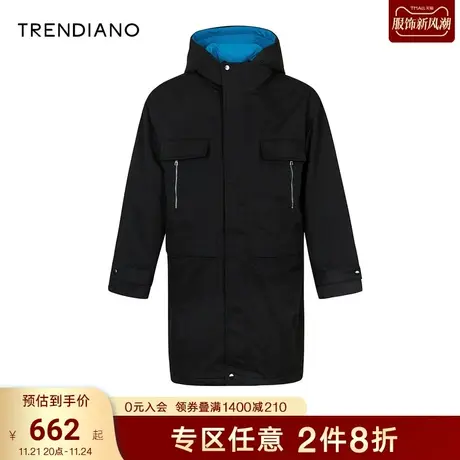 TRENDIANO官方潮牌秋冬男装时尚棉服中长款棉衣保暖男士休闲外套商品大图