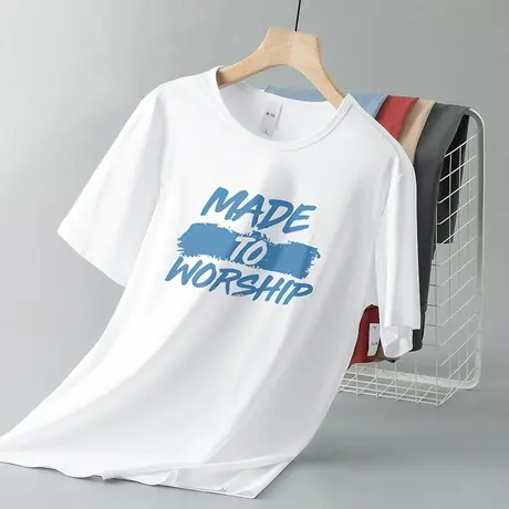 莫代尔白色t恤男士短袖2025新款冰丝凉感半袖圆领速干体恤上衣服商品大图