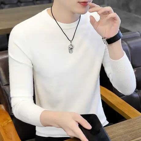 秋冬季男士毛衣圆领线衣针织衫潮流潮牌长袖打底衫薄款内搭上衣服商品大图