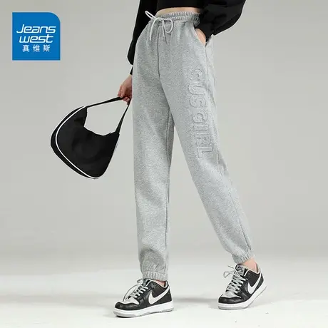 真维斯裤子ins潮显瘦女入秋穿搭字母凸印裤子女2022新款网红爆款商品大图