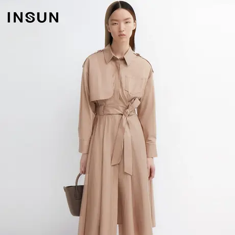 INSUN恩裳春季层次感腰带收腰休闲风衣图片