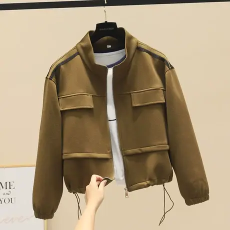 休闲时尚卫衣开衫女2023春秋季新款法式复古短款外套宽松显瘦上衣商品大图