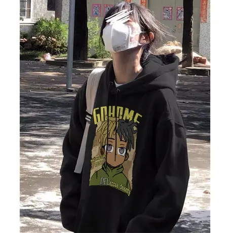 美式复古oversize潮牌卫衣女春秋宽松设计感小众上衣薄款连帽外套商品大图