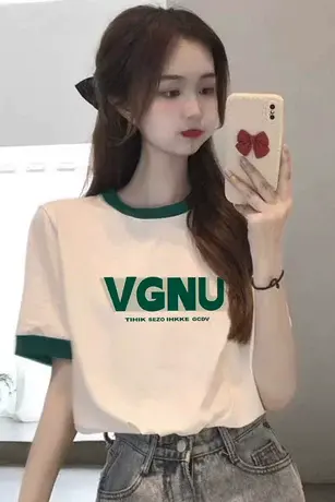 仿棉短袖t恤女2023夏季新款小众设计感漂亮时尚女装洋气显瘦上衣图片
