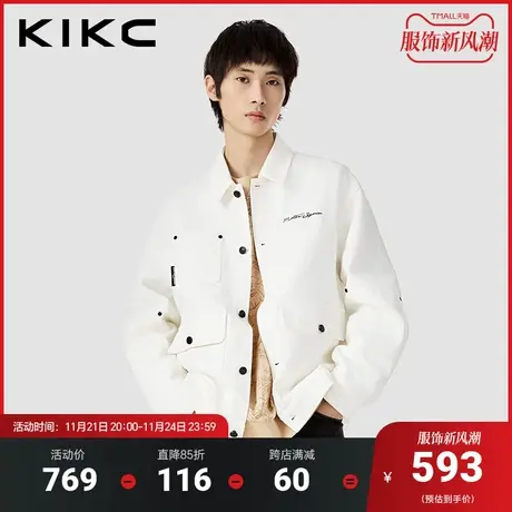 kikc夹克外套男2023秋季新款商场同款字母刺绣潮流工装牛仔外套商品大图