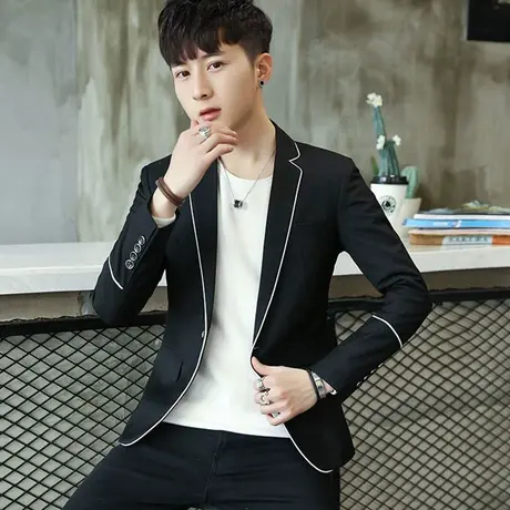 韩版小西装发型师外套男潮新款男士休闲单件上衣西服青年个性帅气商品大图