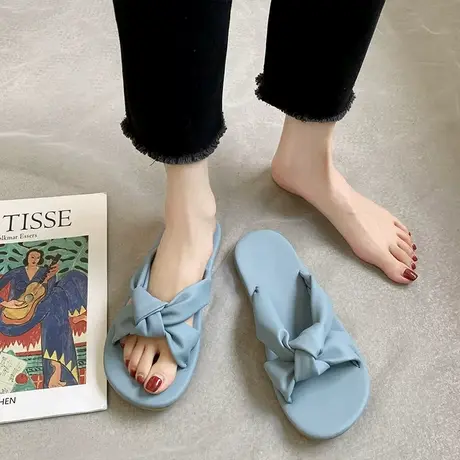 2024新款韩版平底外穿拖鞋女夏时尚防滑沙滩平底可湿水凉拖ins潮商品大图