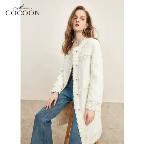 missCOCOON千金玛德琳2023小香外套冬装新款女粗花呢流苏毛呢外套图片