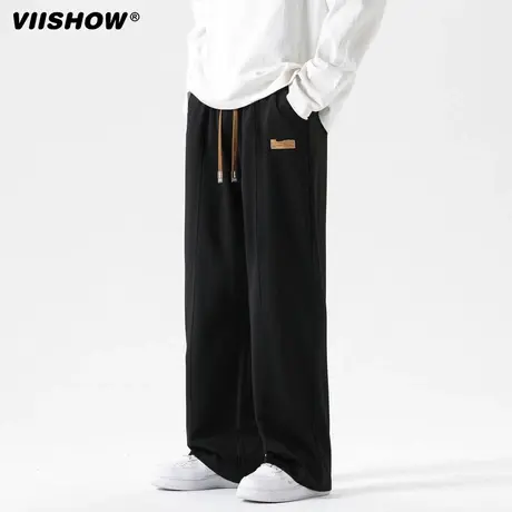 VIISHOW休闲裤男士冬季宽松直筒运动阔腿小标卫裤男款潮牌长裤商品大图