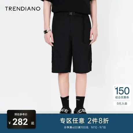 TRENDIANO春夏男装潮牌新款时尚百搭宽松短裤工装休闲中裤商品大图