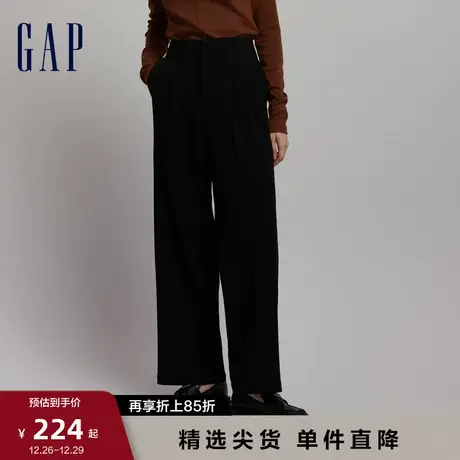 Gap女装早春通勤宽松弹力高腰阔腿西装裤高级休闲裤长裤773300商品大图