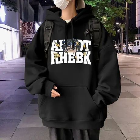 发泡卡通印花卫衣男春秋季新款重磅美式高街连帽上衣潮牌百搭外套商品大图