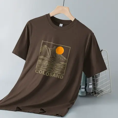 260g重磅纯棉国潮t恤男短袖宽松圆领上衣服夏季印花体恤全棉半袖商品大图