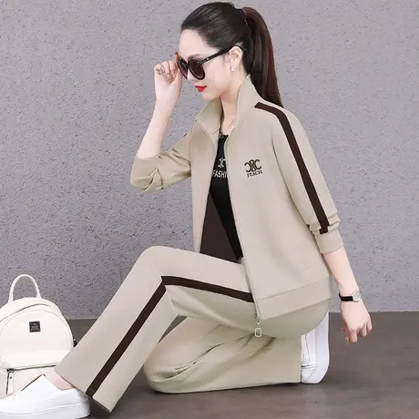 休闲运动服套装女春秋024年新款洋气中年妈妈减龄卫衣外套三件套图片