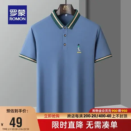 罗蒙男士短袖Polo衫2024夏季薄款中青年时尚刺绣休闲简约翻领T恤图片