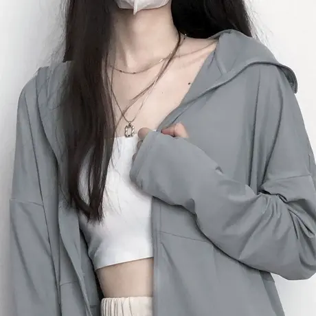 连帽开衫防晒衣外套女夏季2023新款宽松防紫外线长袖防晒服上衣潮图片