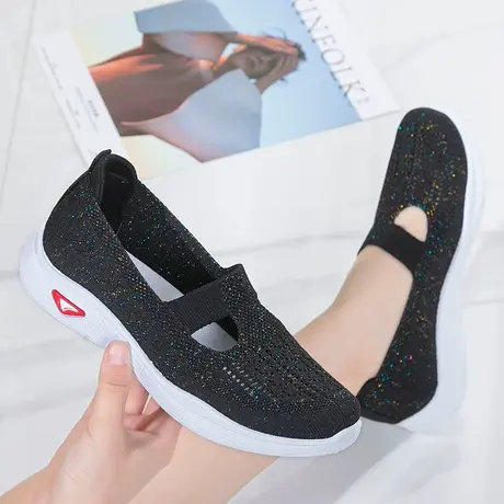 老北京布鞋女单鞋夏季浅口鞋飞织面软底软面透气防滑舒适妈妈鞋图片