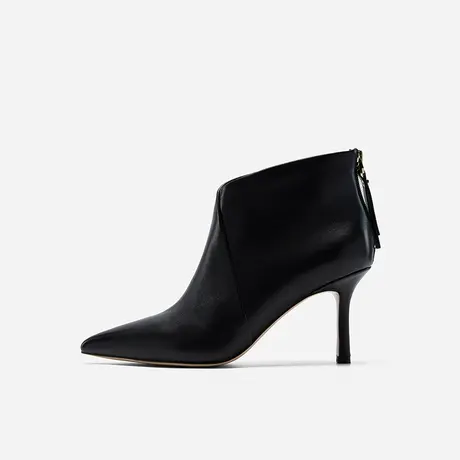 Nine West/玖熙2023年冬季新款高跟短靴女尖头羊皮通勤时装靴女靴图片