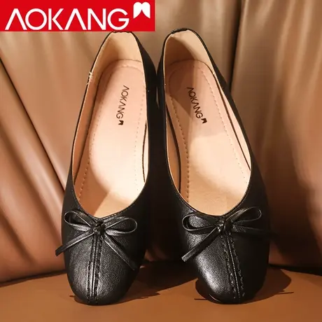 奥康皮鞋女浅口单鞋中跟玛丽珍鞋舒适妈妈鞋仙女高跟单鞋工作女鞋商品大图