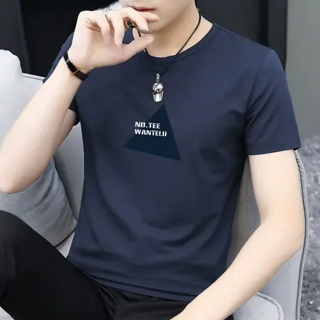 莫代尔短袖t恤男装2023新款圆领上衣服冰丝凉感速干夏季印花半袖商品大图