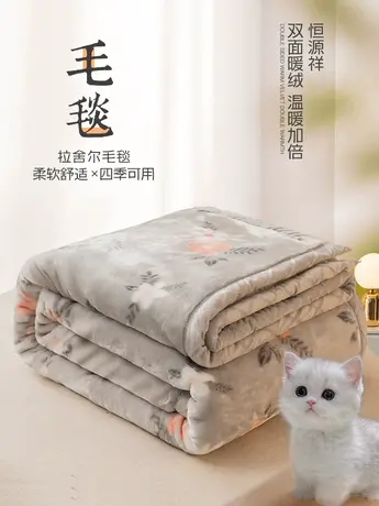 恒源祥拉舍尔毛毯冬季加厚加绒双层保暖毛毯单人宿舍学生床上用图片