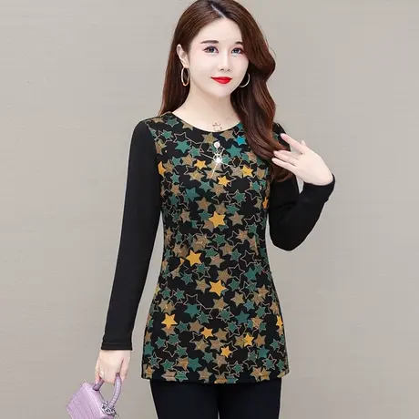 加绒加厚打底衫女秋冬洋气百搭2023新款圆领上衣内搭长袖t恤大码商品大图