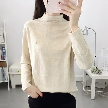 秋冬2023新款半高领打底衫韩版长袖时尚宽松针织衫内搭高级感洋气图片
