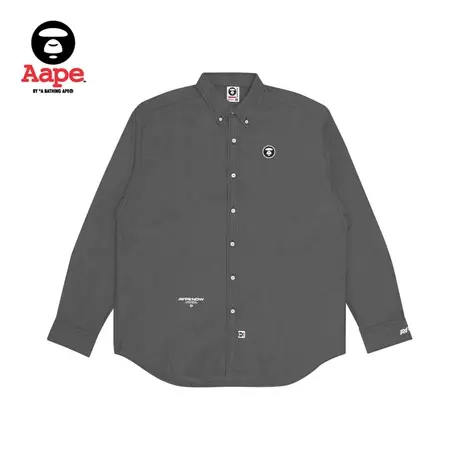 Aape旗舰店男装秋冬猿颜徽章字母刺绣纯色宽松长袖衬衫8416XCJ商品大图