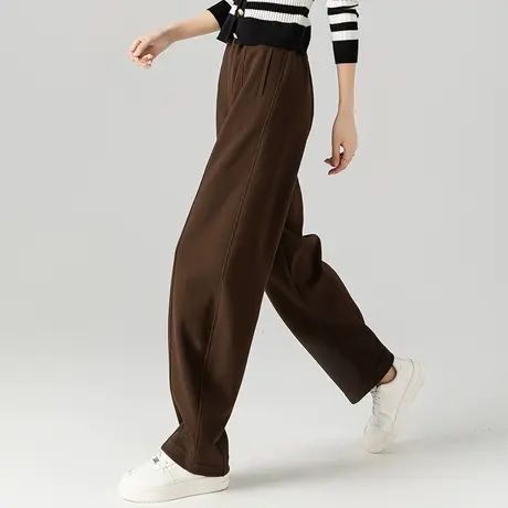 窄版阔腿裤女2023新款秋季咖色裤子网红香蕉裤休闲运动高腰直筒裤商品大图