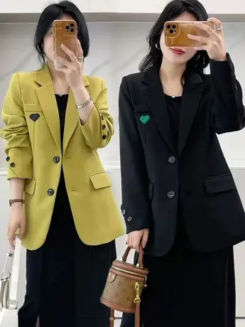 西装外套女2023新款春秋气质后开叉小个子穿搭高级感宽松西服上衣图片