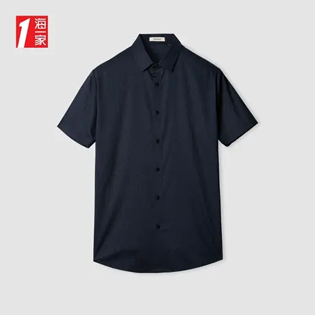 海一家时尚花纹短衬2023夏季新款简约商务休闲舒适男士短袖衬衫商品大图