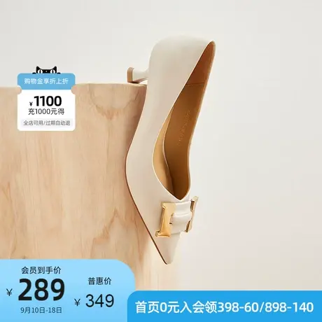 哈森女鞋2023新款商务尖头通勤鞋饰扣满邦秋女单鞋工作鞋HL222515图片