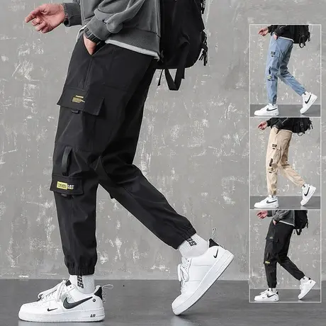 工装裤男士春秋夏季束脚百搭帅气休闲长裤男生韩版潮流九分裤子男商品大图