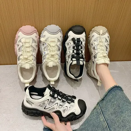 镂空运动凉鞋女款2025新款夏季透气丑萌溯溪罗马鞋休闲百搭洞洞鞋图片