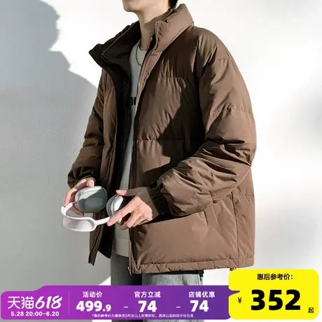 唐狮2024冬季新款男士羽绒服假两件设计拼接灯芯绒短款面包服潮流商品大图