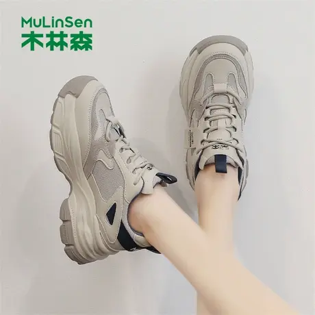 木林森厚底老爹鞋子女款夏季韩版百搭显脚小运动鞋网面轻便休闲鞋图片