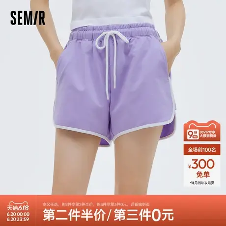 森马家居裤女士宽松简约日常舒适裤子时尚休闲潮流运动风慢跑短裤商品大图