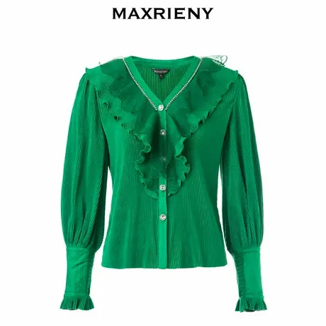 【奥莱】MAXRIENY复古松石绿宫廷风上衣女女装图片
