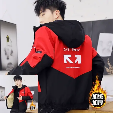 14初中学生15男孩大童秋冬加绒加厚青少年16高中上衣18岁秋装外套商品大图