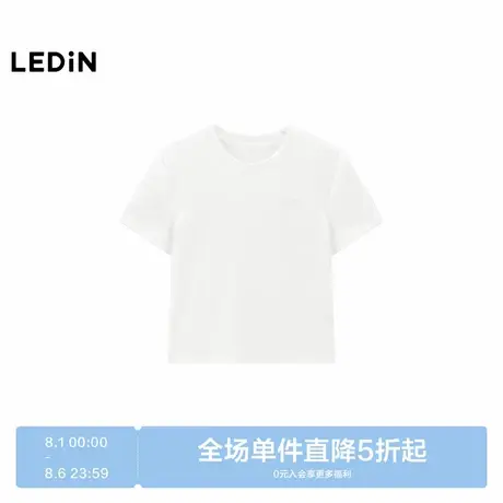 【商场同款】乐町简约字母修身短袖T恤夏季新款白色短袖C2CNF2117图片