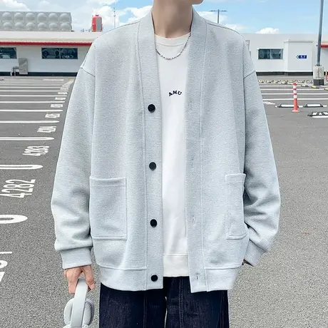 华夫格卫衣男春秋季2025新款cleanfit少年感开衫外套潮牌情侣上衣图片