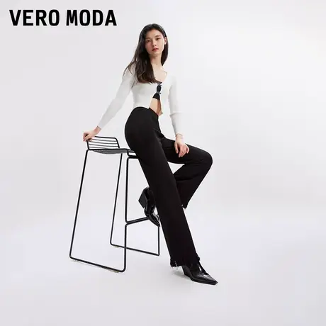 Vero Moda奥莱休闲裤女春秋新款松紧高腰微喇纹理感长裤子流行图片