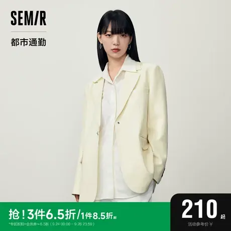 森马外套女中长款纯色通勤百搭2023秋季新款气质时尚休闲西服高街商品大图