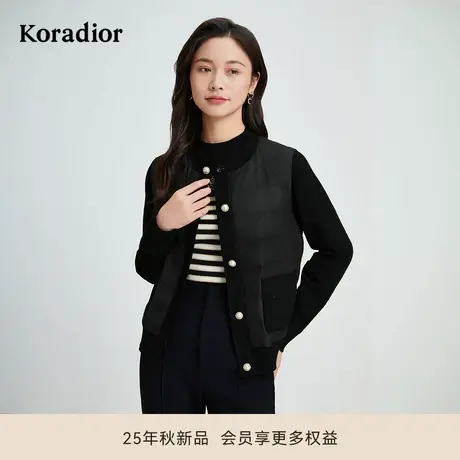 珂莱蒂尔秋季时尚90白鹅绒香风羽绒服女气质圆领短款轻薄外套商品大图