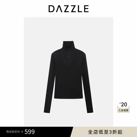 DAZZLE地素奥莱长袖T恤黑色羊毛高领打底衫图片